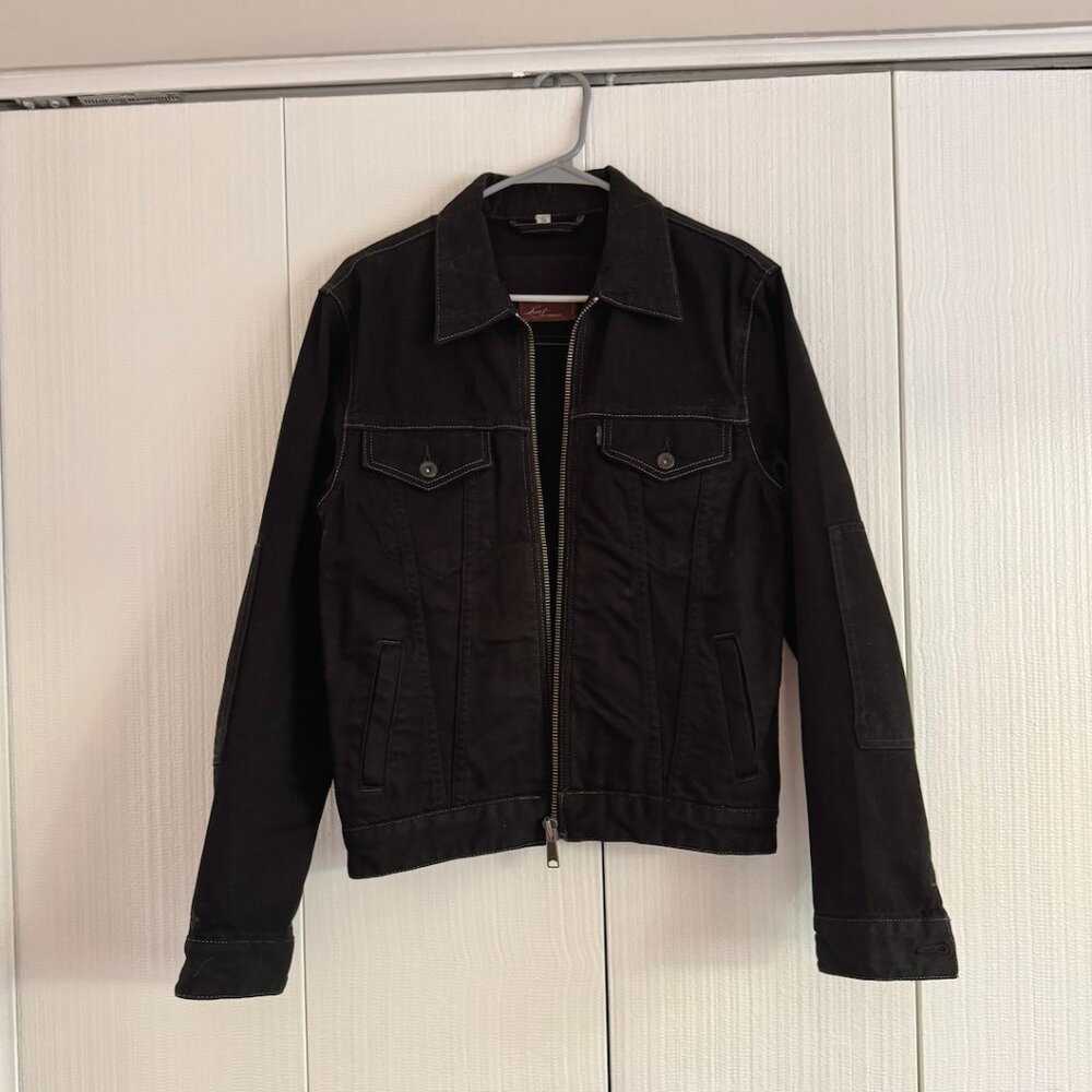 Levi's Men's Black Denim Jacket w/ Bronze YKK Zipper & Gunmetal buttons | Small